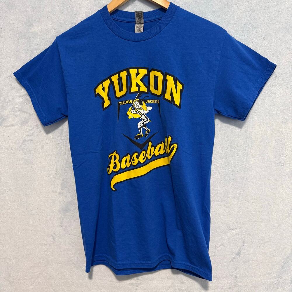 Yukon Baseball Graphic T-Shirt Blue Yellow Size S Small